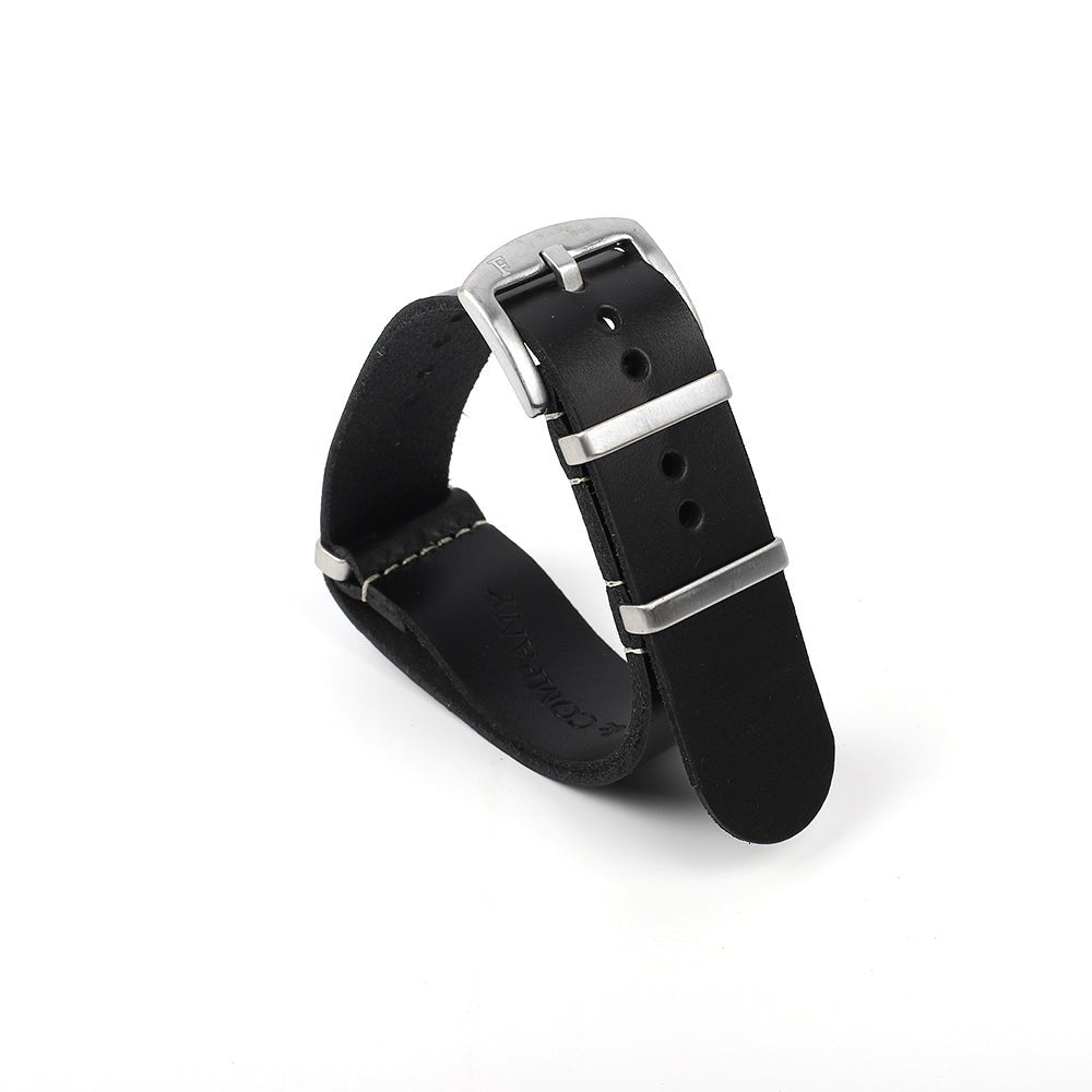 black leather dress watch strap Black Calfskin Custom / Short (10.5 / 7)