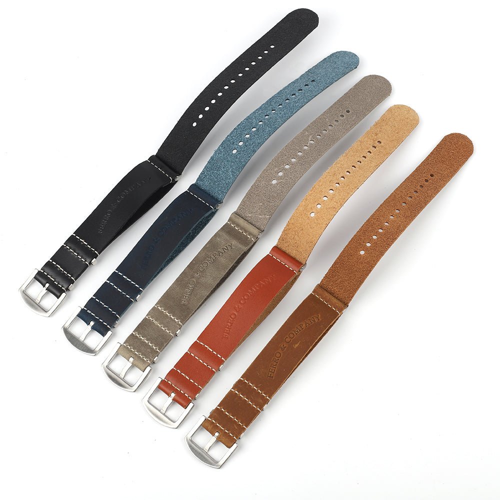 Nato Leather Watch Strap Grey - Ferro & Company Watches