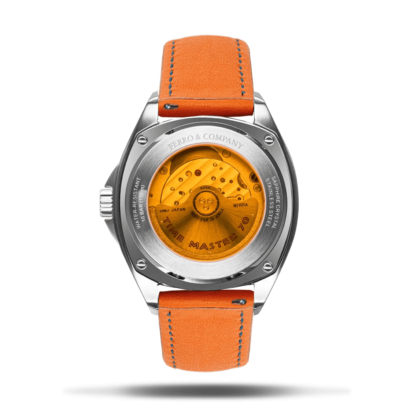 TIME MASTER 70 SILVER / ORANGE BAND - Ferro & Company Watches