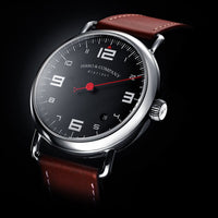 Ferro & Co. Distinct 2 Vintage Style Race One Hand Watch Black / Brown - Ferro & Company Watches