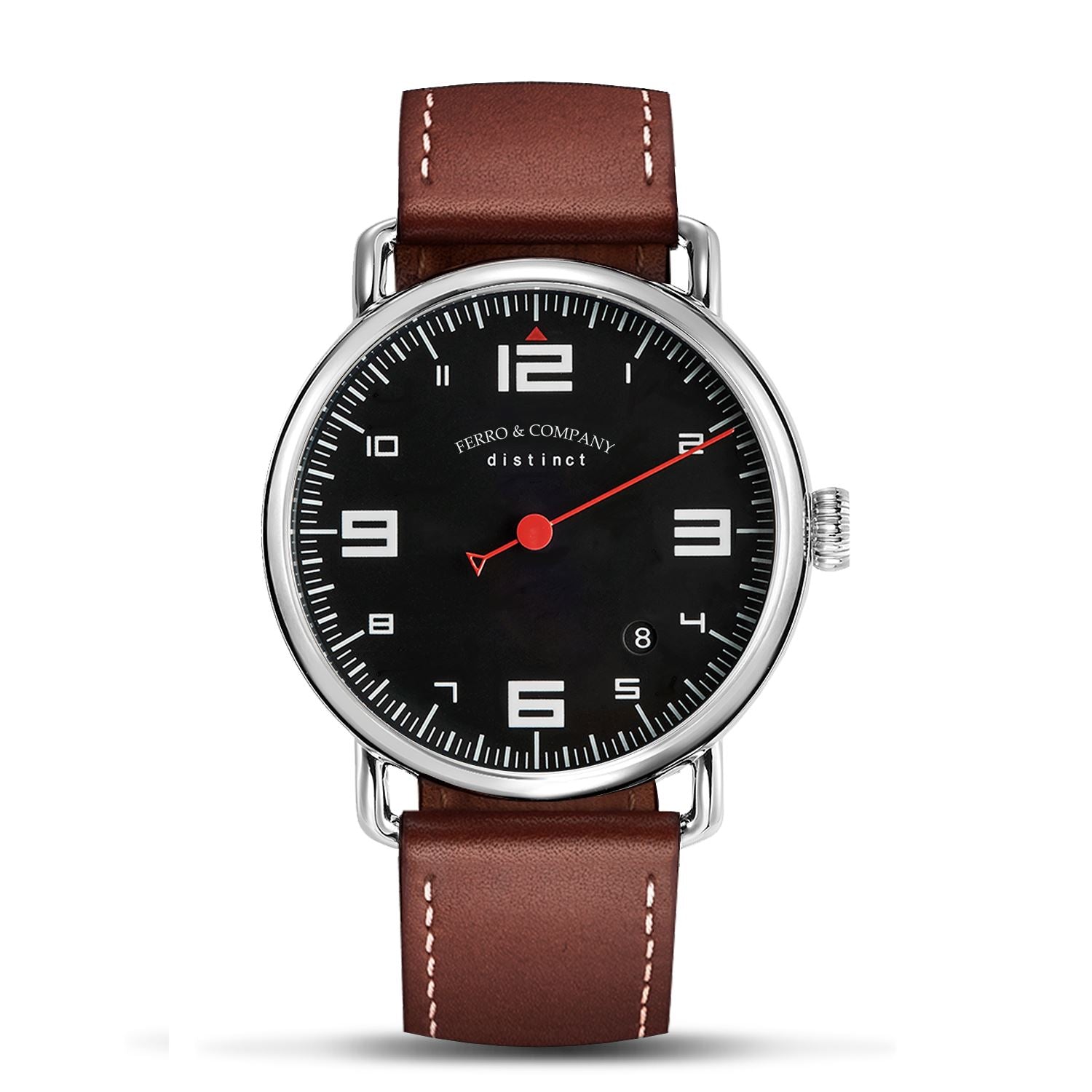 Ferro &amp; Co. Distinct 2 Vintage Style Race One Hand Watch Black / Brown - Ferro &amp; Company Watches