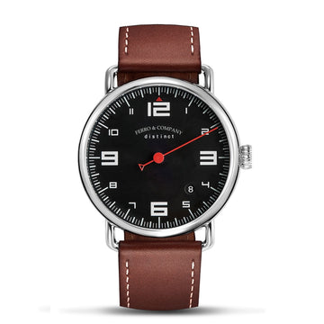 Ferro & Co. Distinct 2 Vintage Style Race One Hand Watch Black / Brown - Ferro & Company Watches