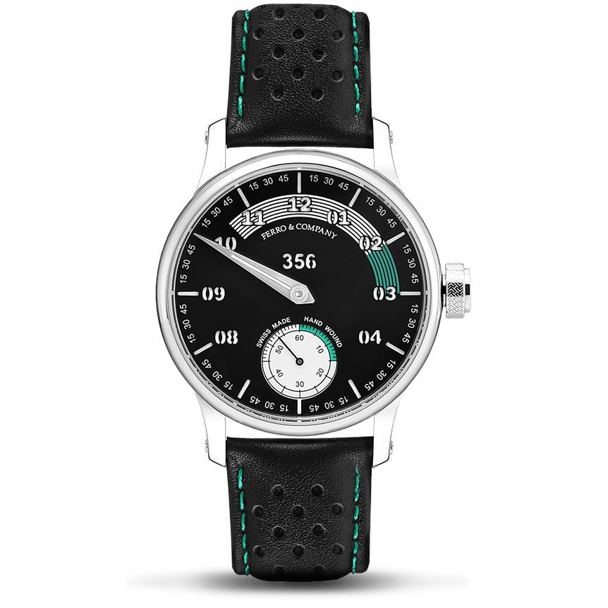 Ferro Watches 356 Vintage Style Race One Hand Watch Black / Green - Ferro &amp; Company Watches