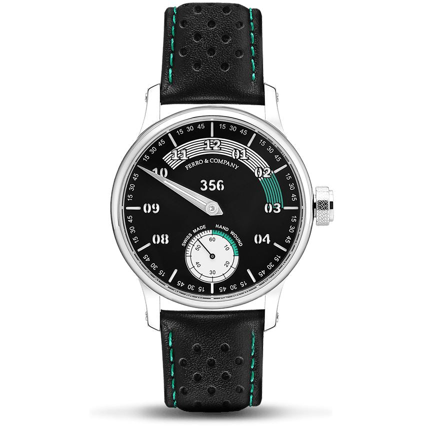 Ferro Watches 356 Vintage Style Race One Hand Watch Black / Green - Ferro & Company Watches