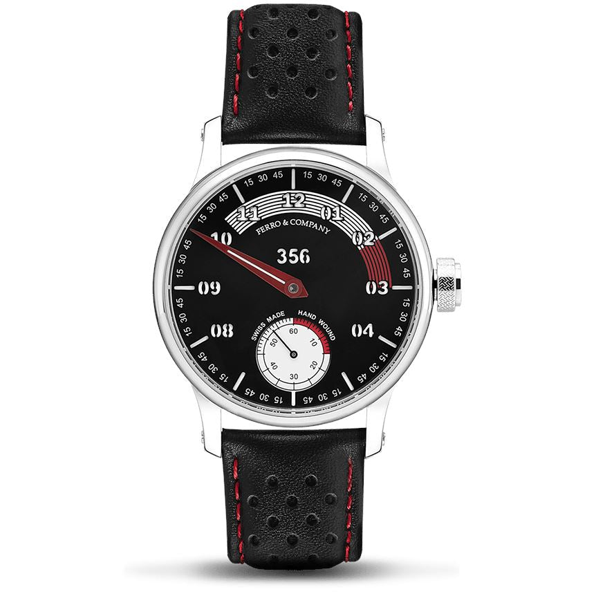 Ferro Watches 356 Vintage Style Race One Hand Watch Black / Red - Ferro &amp; Company Watches