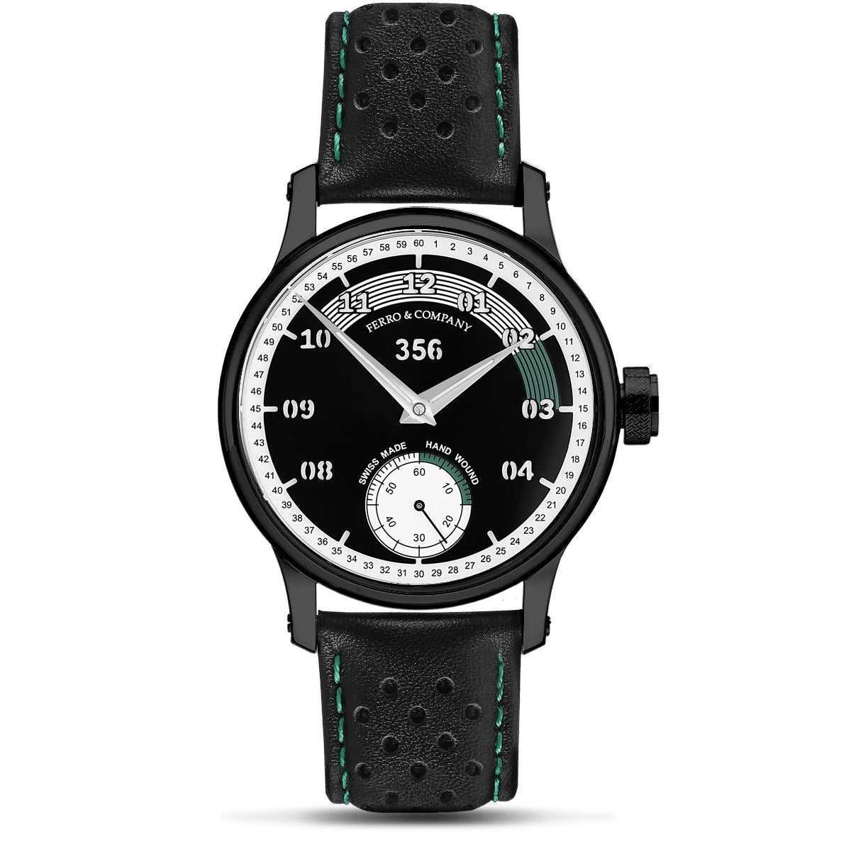 Ferro Watches 356 Vintage Style Race Watch Black / Green - Ferro &amp; Company Watches