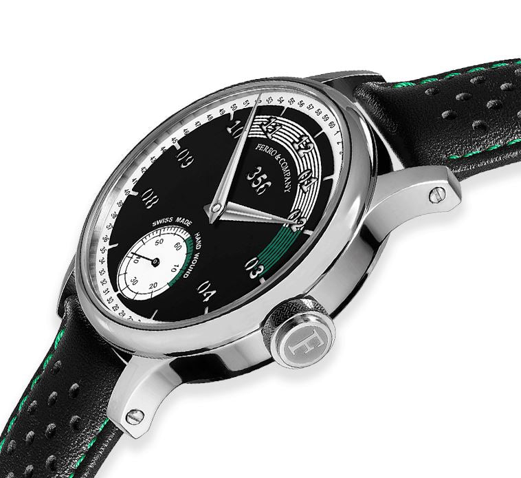 Ferro Watches 356 Vintage Style Race Watch Black / Green - Ferro & Company Watches