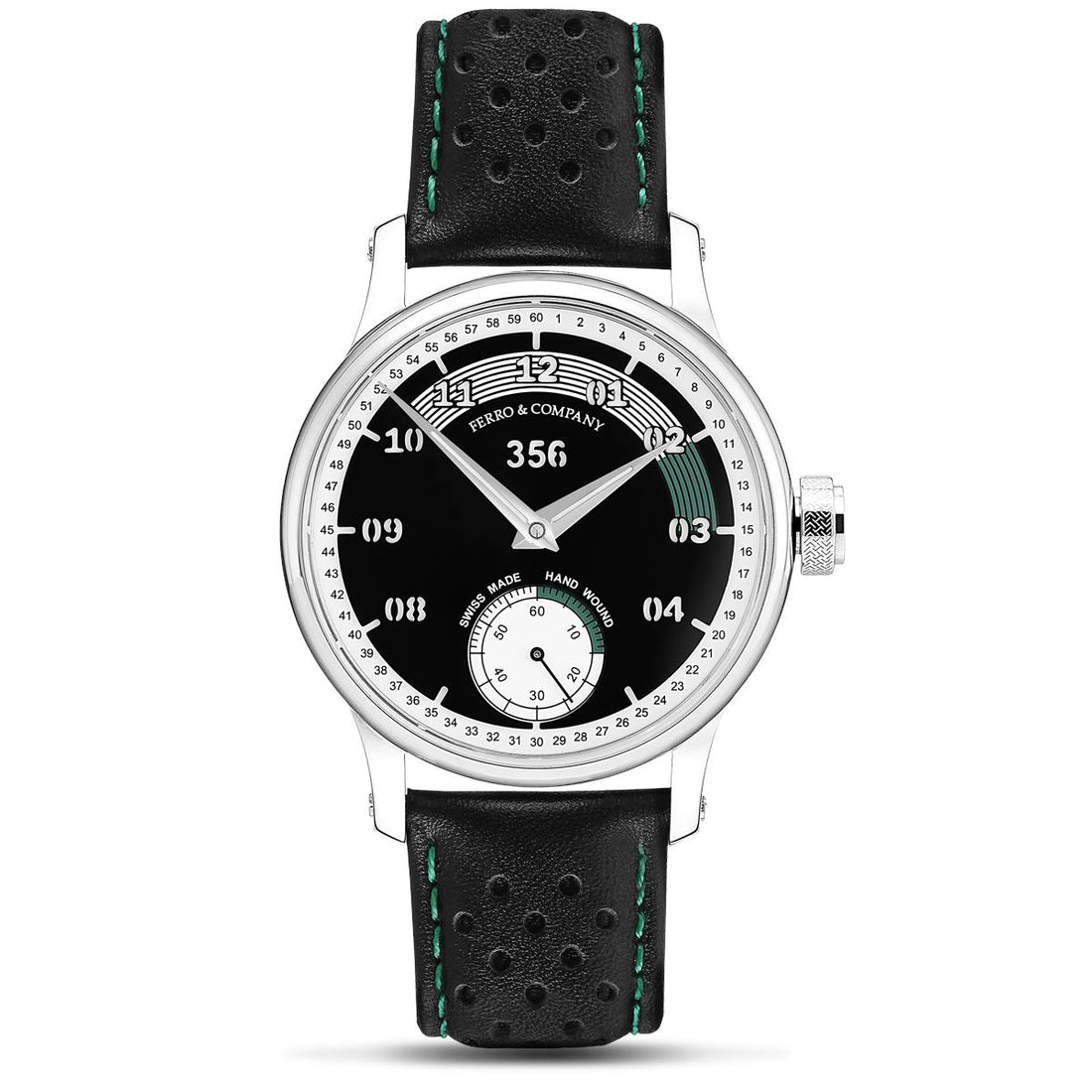 Ferro Watches 356 Vintage Style Race Watch Black / Green - Ferro & Company Watches