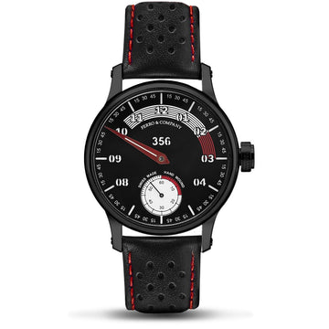 Ferro Watches 356 Vintage Style Race Watch Black / Red Single Hand - Ferro & Company Watches