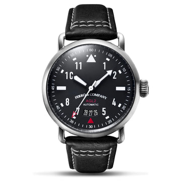 Ferro Watches AGL 2 Vintage style Pilot Watch Black - Ferro & Company Watches