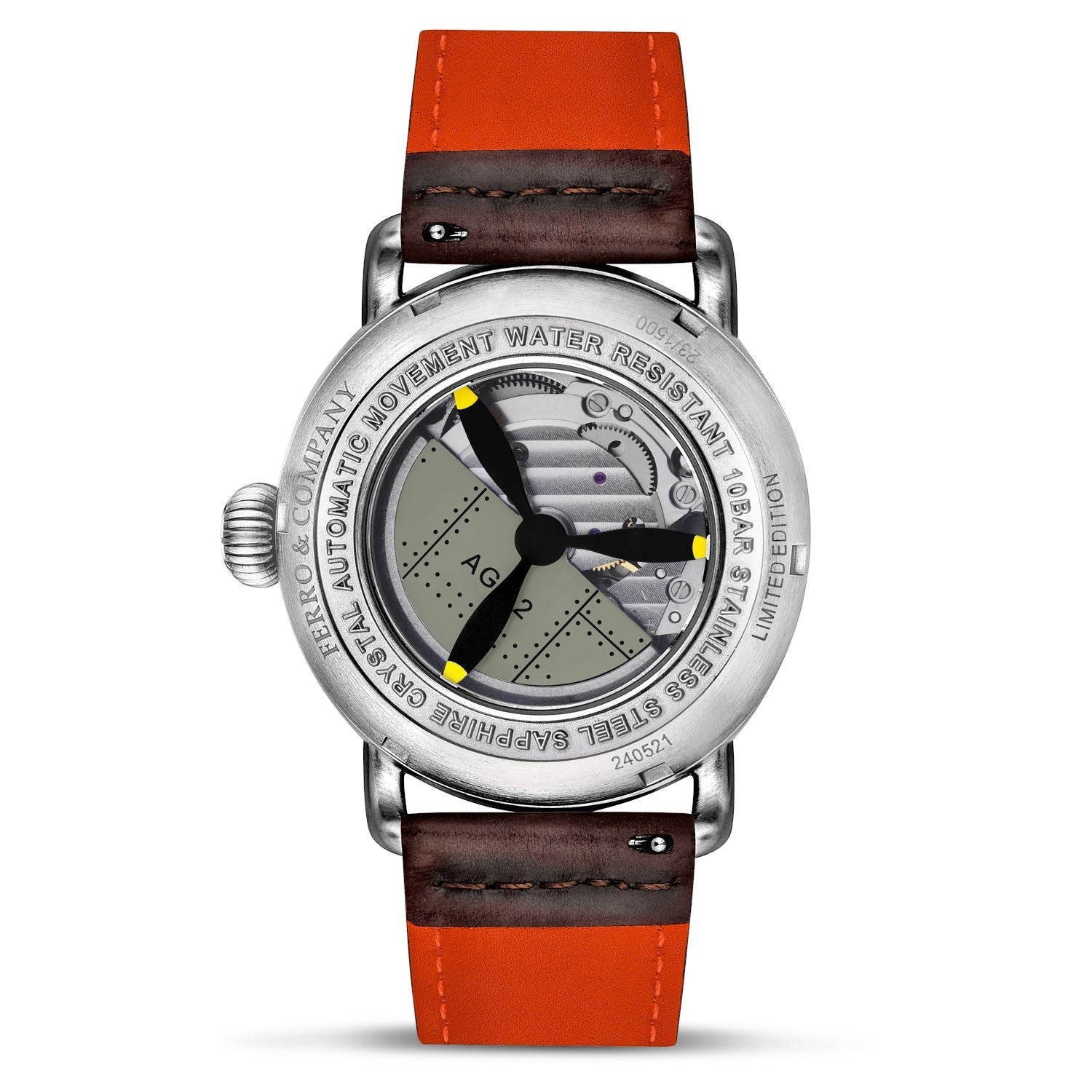 Ferro Watches AGL 2 Vintage style Pilot Watch Black 24H - Ferro &amp; Company Watches