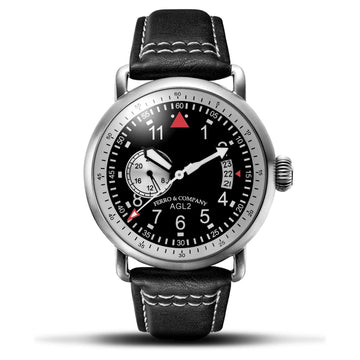 Ferro Watches AGL 2 Vintage style Pilot Watch Black 24H - Ferro & Company Watches