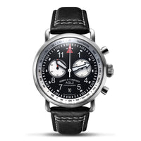 Ferro Watches AGL 2 Vintage style Pilot Watch Chronograph Black / White - Ferro & Company Watches