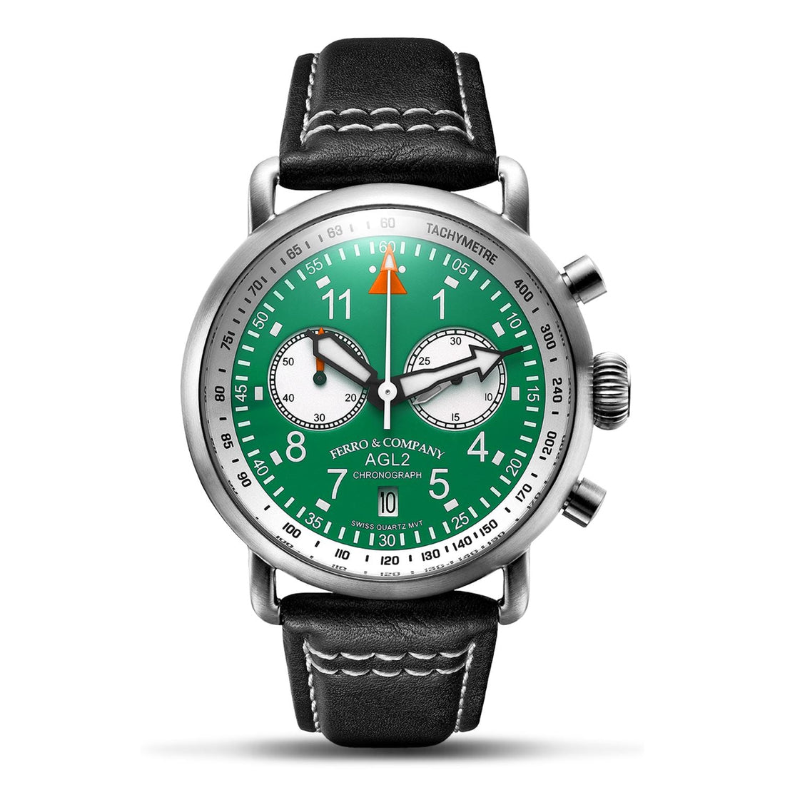 Ferro Watches AGL 2 Vintage style Pilot Watch Chronograph Green - Ferro & Company Watches