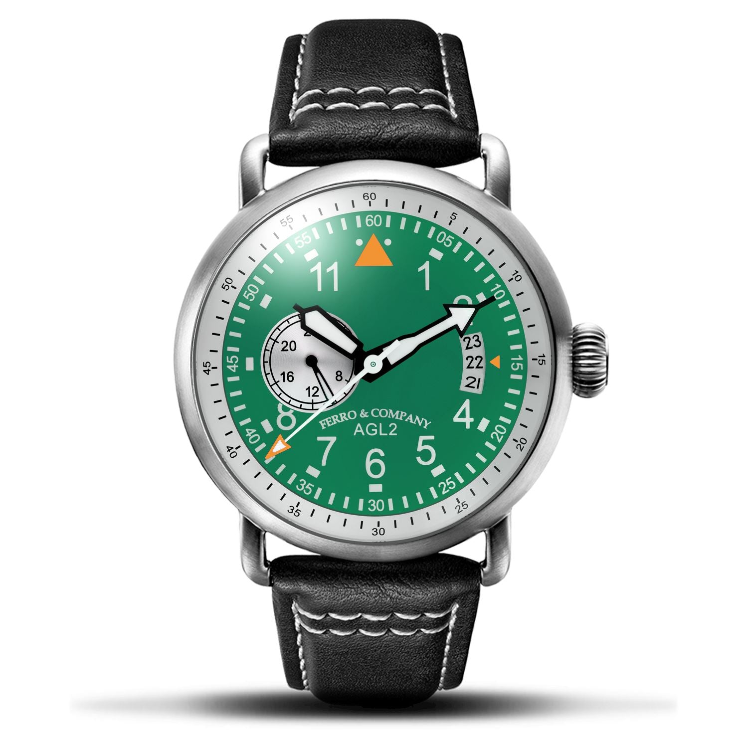 Ferro Watches AGL 2 Vintage style Pilot Watch Green 24H - Ferro &amp; Company Watches