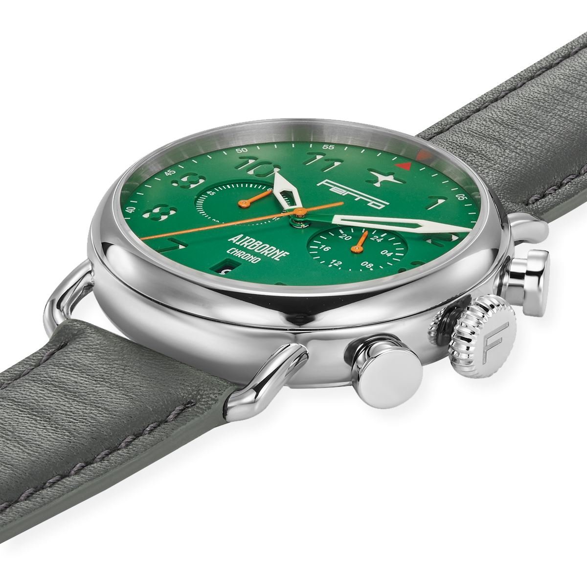 Ferro Watches AIRBORNE VINTAGE STYLE PILOT WATCH CHRONOGRAPH GREEN - Ferro &amp; Company Watches