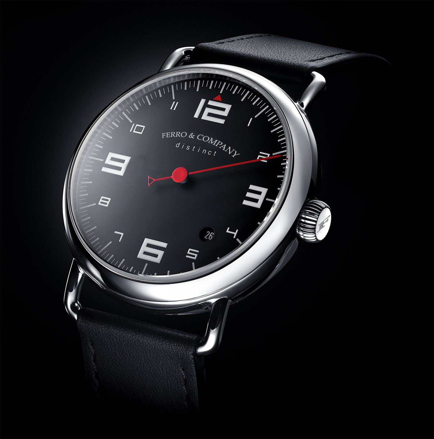 Ferro Watches Distinct 2 Vintage Style Race One Hand Watch Black - Ferro &amp; Company Watches