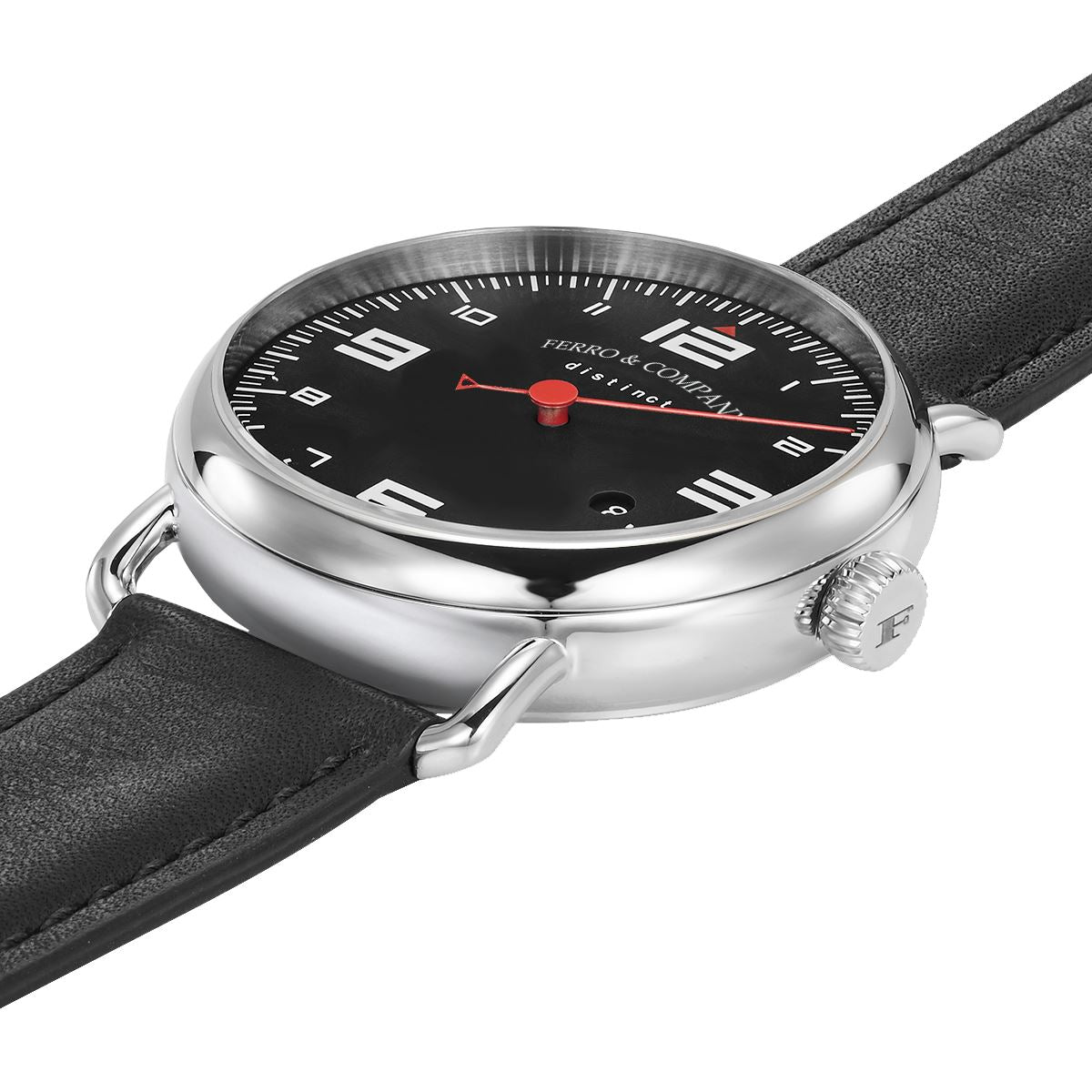 Ferro Watches Distinct 2 Vintage Style Race One Hand Watch Black - Ferro &amp; Company Watches