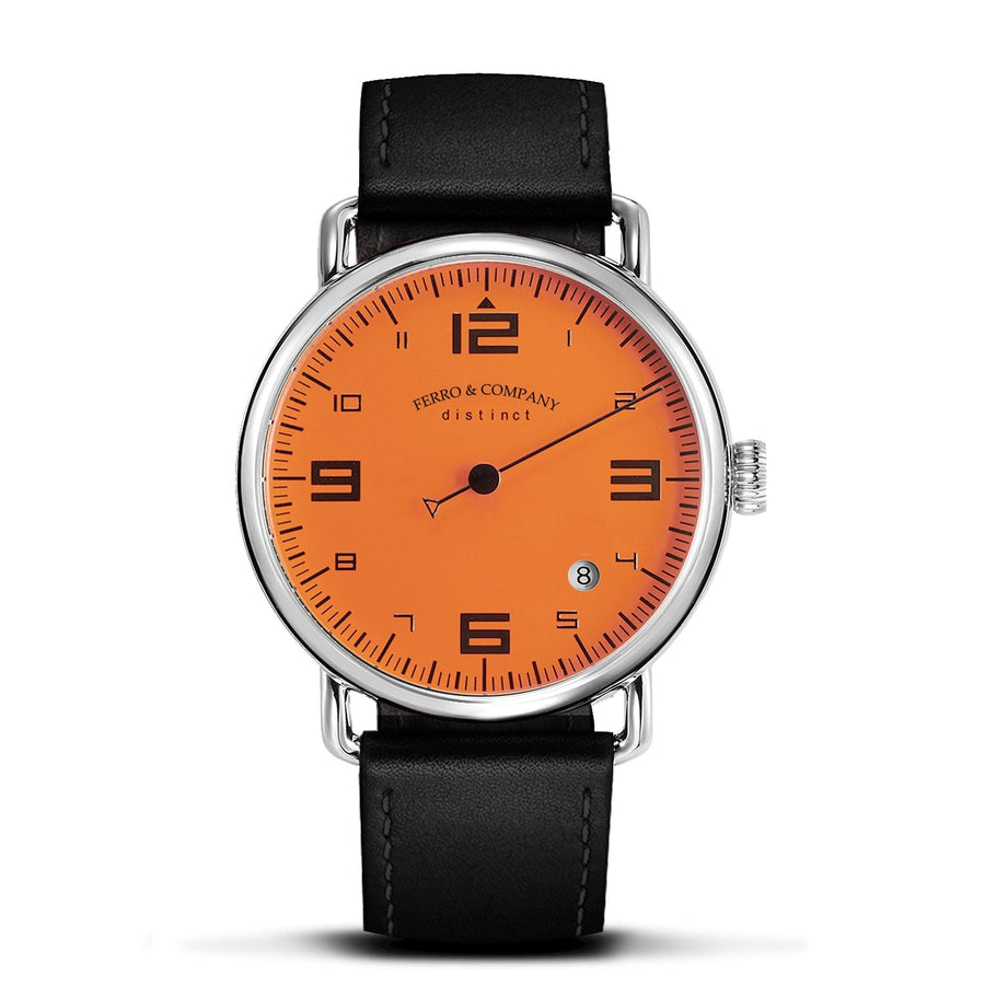 Ferro Watches Distinct 2 Vintage Style Race One Hand Watch Orange - Ferro & Company Watches