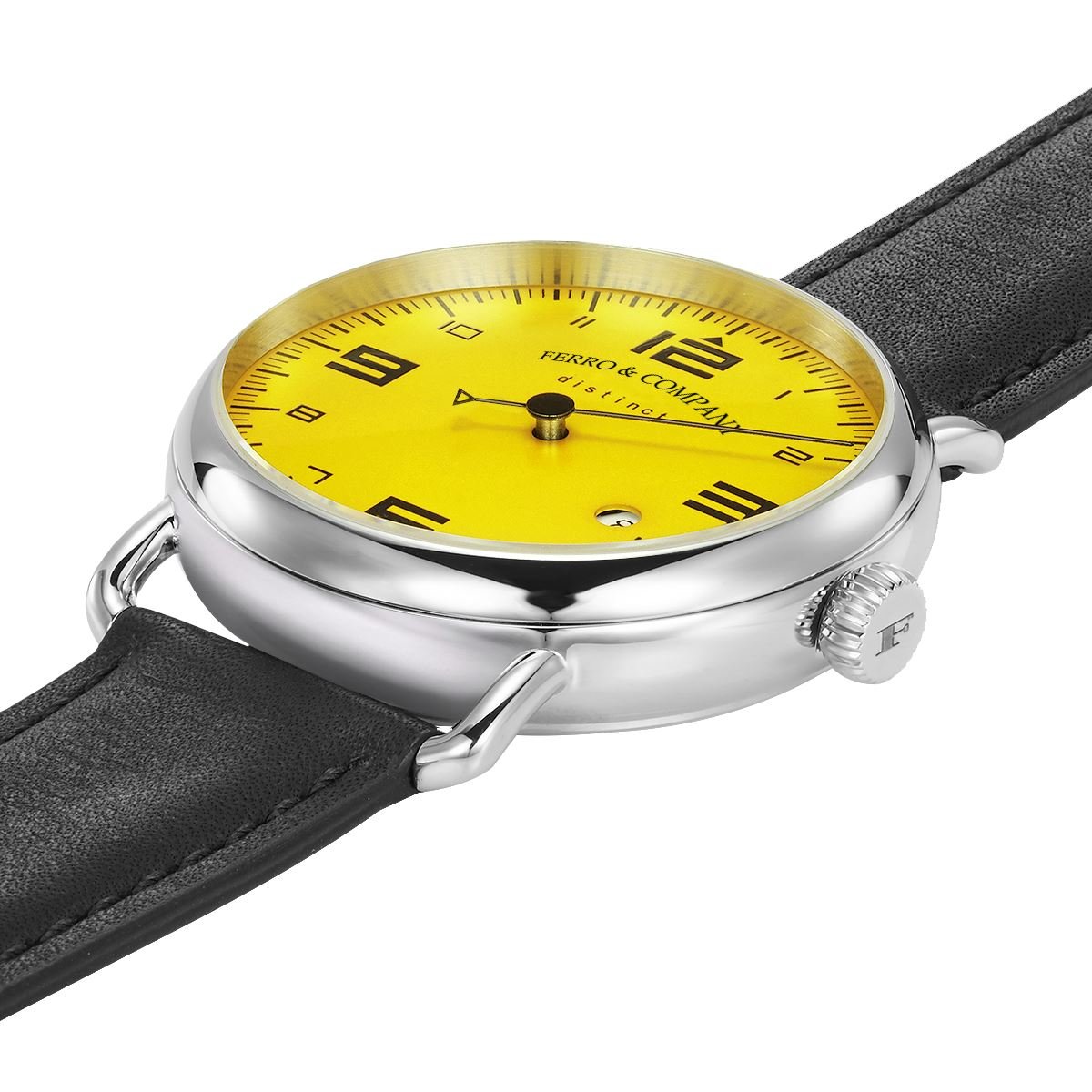 Ferro Watches Distinct 2 Vintage Style Race One Hand Watch Yellow - Ferro &amp; Company Watches