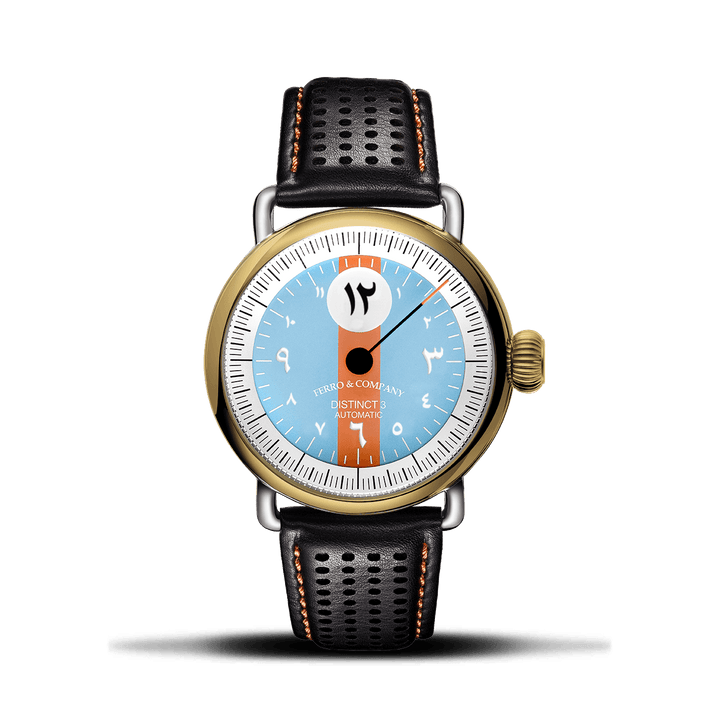 Ferro Watches Distinct 3 Vintage Style Race One Hand Watch 18K Gold Arabic Edition - Ferro & Company Watches