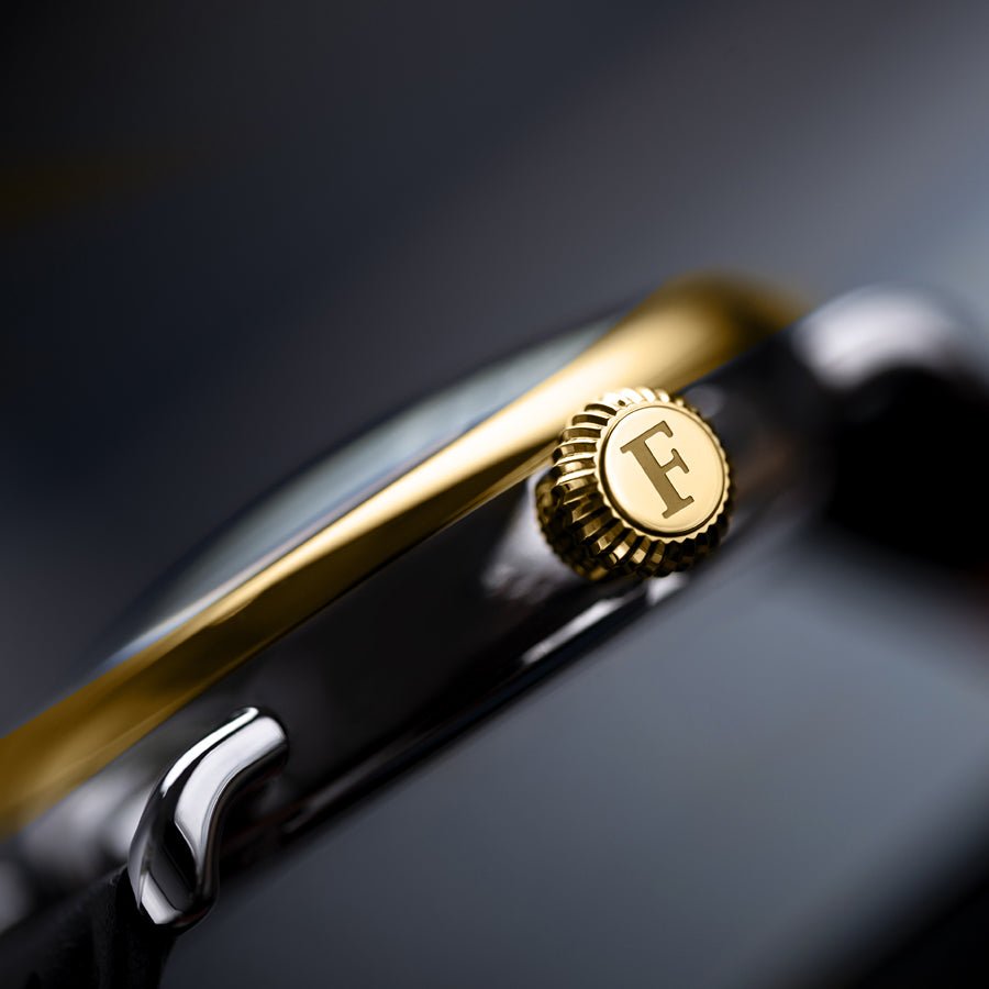 Ferro Watches Distinct 3 Vintage Style Race One Hand Watch 18K Gold Arabic Edition - Ferro & Company Watches