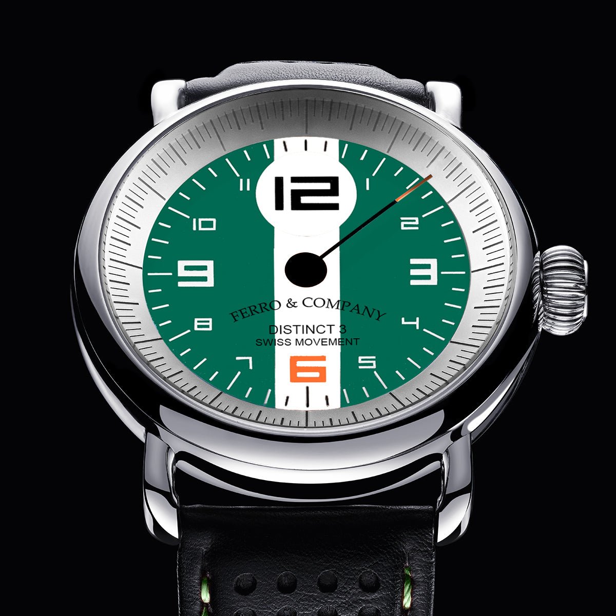 Ferro Watches Distinct 3 Vintage Style Race One Hand Watch British Racing Green - Ferro &amp; Company Watches