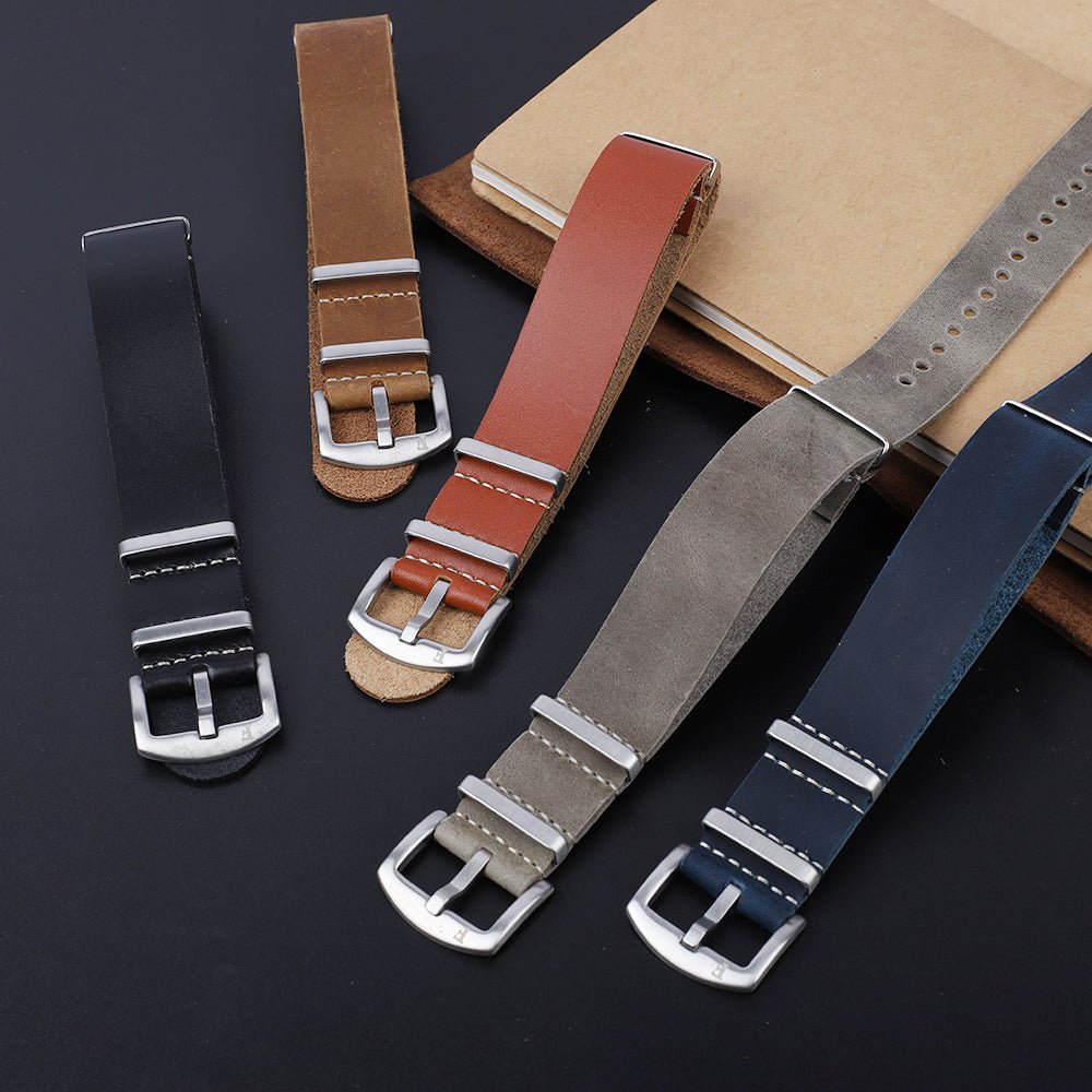 Nato Leather Watch Strap Grey - Ferro &amp; Company Watches