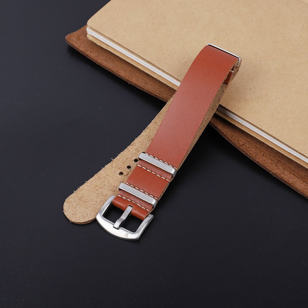 Nato Leather Watch Strap Red Brown - Ferro &amp; Company Watches
