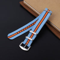 Nylon Racing Nato Strap Blue/ Orange - Ferro & Company Watches