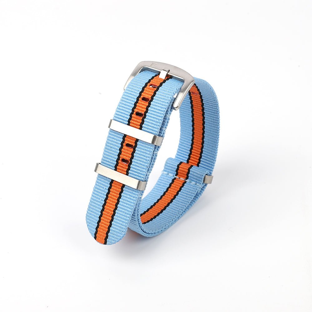 Nylon Racing Nato Strap Blue/ Orange - Ferro & Company Watches