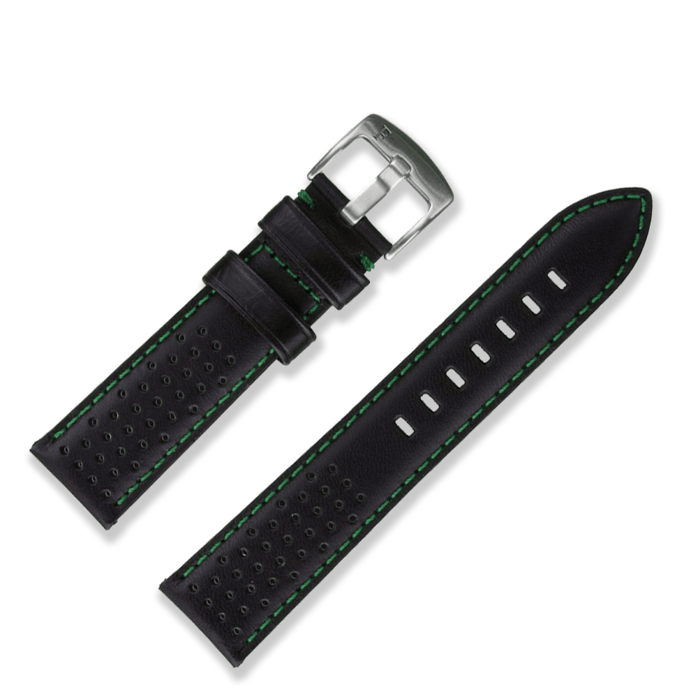 Racing Leather Watch Straps Black / Green 22 MM - Ferro &amp; Company Watches