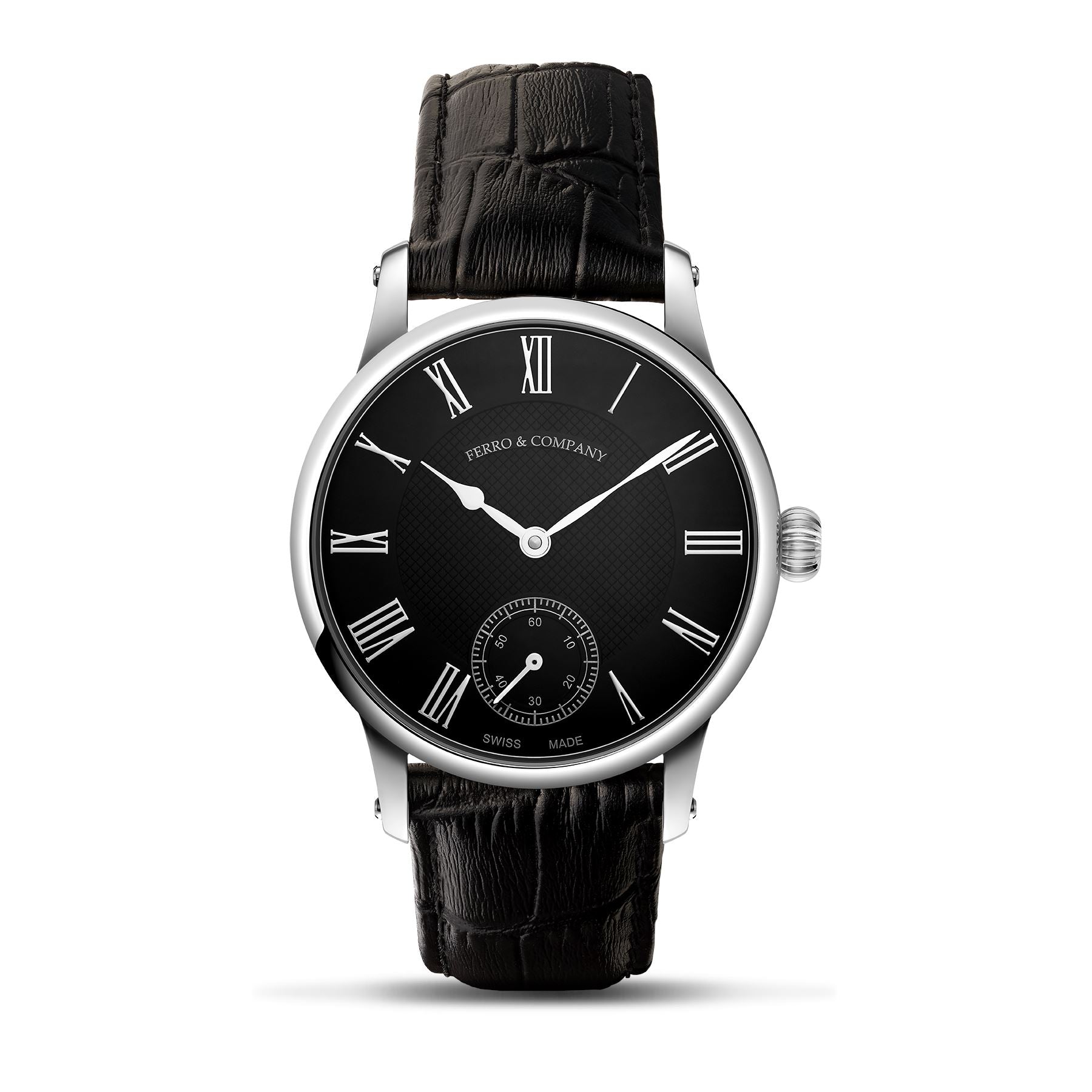 TRADITUM VINTAGE STYLE DRESS WATCH BLACK / ROMAN - Ferro &amp; Company Watches