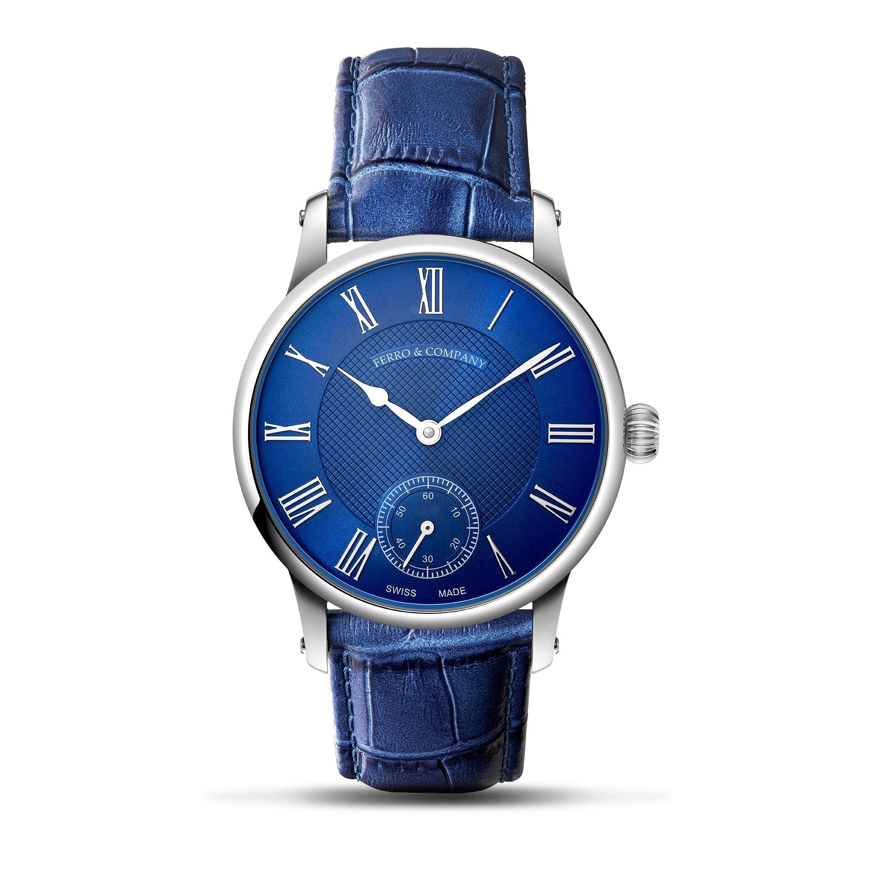 TRADITUM VINTAGE STYLE DRESS WATCH BLUE / ROMAN - Ferro &amp; Company Watches